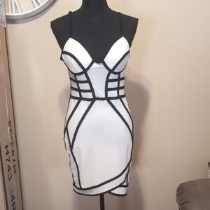 Charlotte Russe Chic White and Black Bodycon Dress